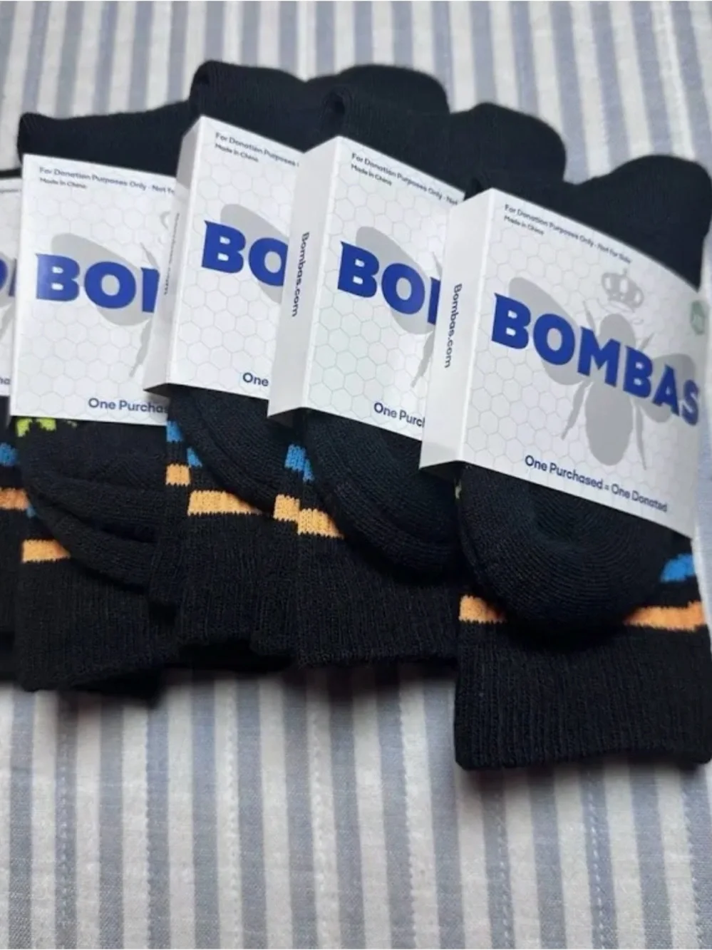 (5) Pairs Bombas Black No-Show Athletic Socks with Orange Accent - XS